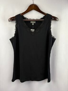 Women’s Style&Co Medium Black Scalloped Lacy Tank